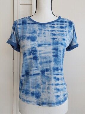 Lucky Brand Blue Tie Dye Short Sleeve Knit Top
